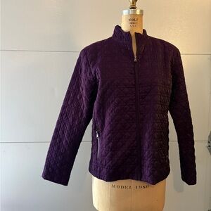 Chico's  Size 2 Deep Purple Quilted Puffer Jacket